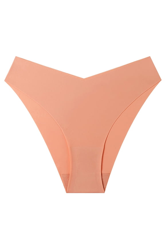 Seamless Comfortable Low Rise V-String Panties for Women with Ice Silk Feel and Breathable Cotton Crotch