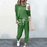 BABYSBULE Shirts Sets for Women Women Loose Two-piece Sets Solid Long Sleeve Tops Casual Pants Sweatsuit On Outfit