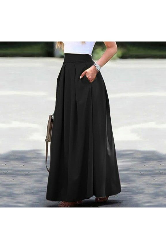 Skirt for Women Plus Size Fashion Women Spring Summer Belt Zipper High Waist Solid Retro Skirt Women Pleated