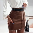 thumbnail image 1 of Babysbule Skirt for Women Plus Size Fashion Women's Leather Skirt Solid Beading Skirt Split Skirt Mini Skirt, 1 of 4