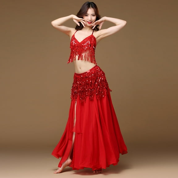 Babysbule Skirt for Women Plus Size Women Belly Dance Costume Belt Skirt Hip Wrap Outfit Sequins Tassels Bead Scarf