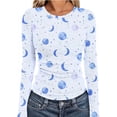 thumbnail image 1 of YUNAFFT Slimming Figure-Hugging Ribbed Knit Women's Top with Casual Round Neck Long Sleeve and Random All-Over Print for Everyday Wear, 1 of 6