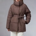 thumbnail image 1 of YUNAFFT Slimming Thickened Waist-Cinching Winter Coat with Turn-Down Collar Warm Lightweight Outerwear for Women, 1 of 9