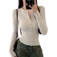 thumbnail image 1 of YUNAFFT Slimming Waist Shaping Long Sleeve Top for Women with V-Neck and Matte Stretch Fabric, 1 of 8