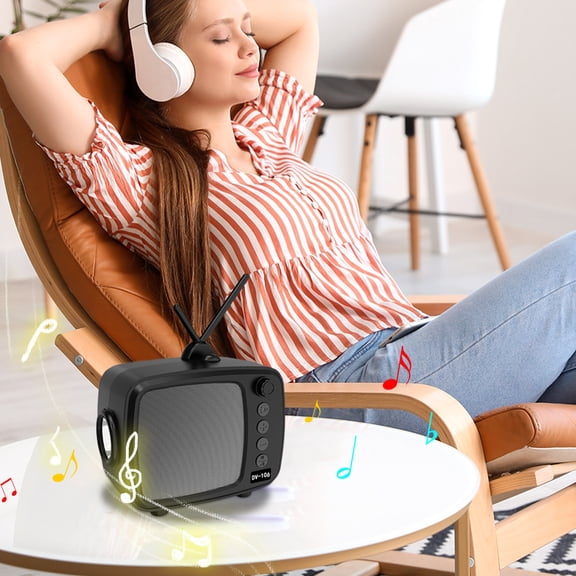 YUNAFFT Small Digital FM Radio Bluetooth Speaker, Handheld Rechargeable Radio Wireless Speaker, LCD Display, Double Speakers, Headphone Jack
