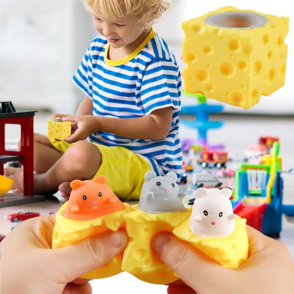 YUNAFFT Mice Stress Relief Rat Fidgets in Cheese Anxiety Relief Squeeze Ball Squish Mouse Toys