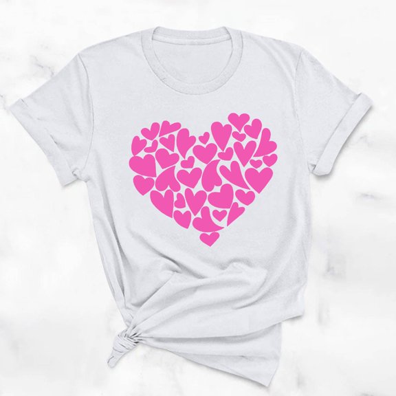 YUNAFFT St. Patrick's day Womens Fashion heart-shaped/Portrait doll Print Tops Short Sleeve Out Blouse Funny Round Neck T-Shirt Tops