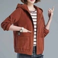thumbnail image 1 of YUNAFFT Stretchy Corduroy Hooded Jacket with Pockets for Women - Button Front Casual Long Sleeve Coat, 1 of 8