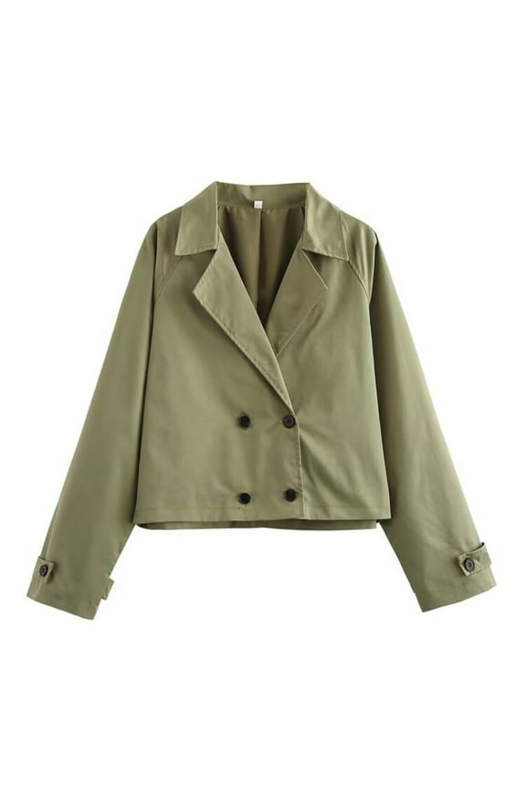 Stylish Casual Double Breasted Cropped Blazer for Women | Versatile Lightweight Long Sleeve Tailored Jacket