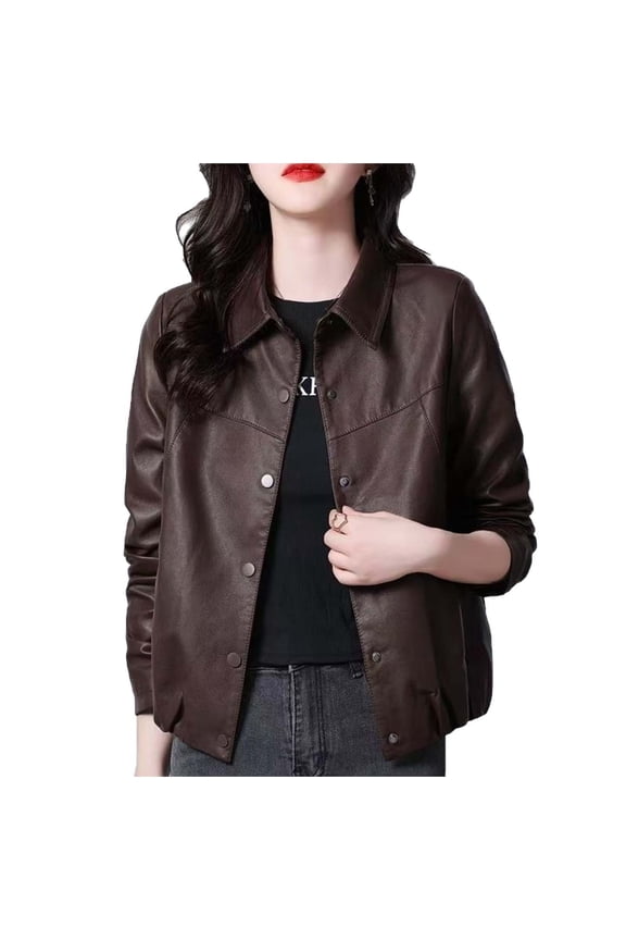 Stylish Cropped Biker Jacket for Women Minimalist Design Lightweight Soft Texture Casual Outerwear