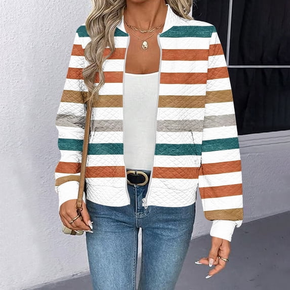 YUNAFFT Stylish Waffle Texture Zip-Up Jacket with Functional Pockets for Women, Lightweight & Breathable Casual Outerwear