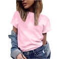 thumbnail image 1 of YUNAFFT Summer Womens Tops Short Sleeve Fashion Casual Women Short Sleeve Solid O-Neck Tops Ladies Tee T-Shirt, 1 of 4