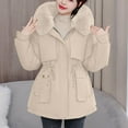 thumbnail image 1 of YUNAFFT Thermal Waist Belted Hooded Parka with Faux Fur Trim Cozy Winter Jacket for Women, 1 of 8