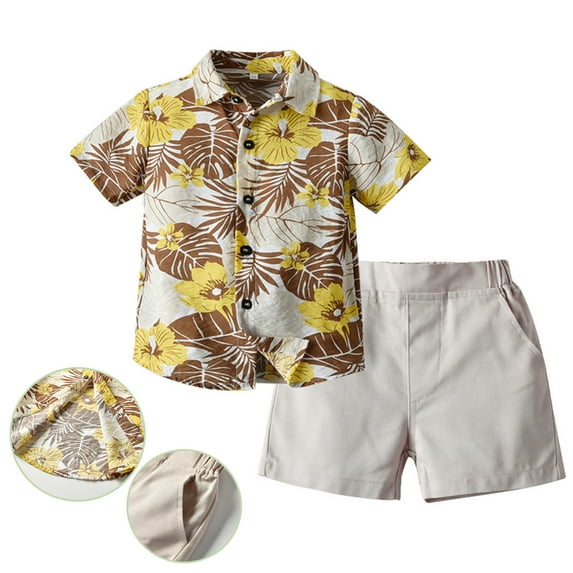 YUNAFFT Toddler Baby Kids Pant Clearance, Hawai Boy Clothing Set Summer Short Sleeve Shirt+Shorts Casual Gentleman Suit