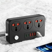 YUNAFFT US Standard 2500W Power Strip Household Extension Board Socket With Control Buttons 3 Socket 4 USB Ports 2 Type-C Ports Plug Board