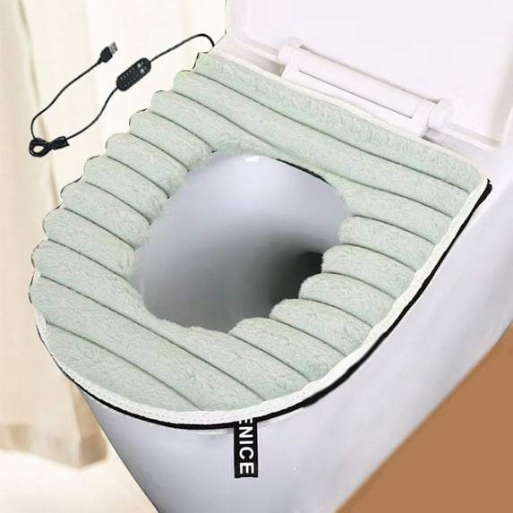 YUNAFFT USB Powered Heated Toilet Seat Warmer with Charger, Speed Adjustable Temperature and Timing Function, Heated Toilet Seat Cover with Soft Plush Fabric, Washable Toilet Seat