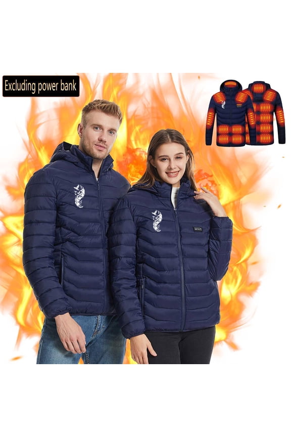 USB-Powered Smart Heating Hooded Casual Jacket with 4-Zone Thermostat Control Winter Coat for Women