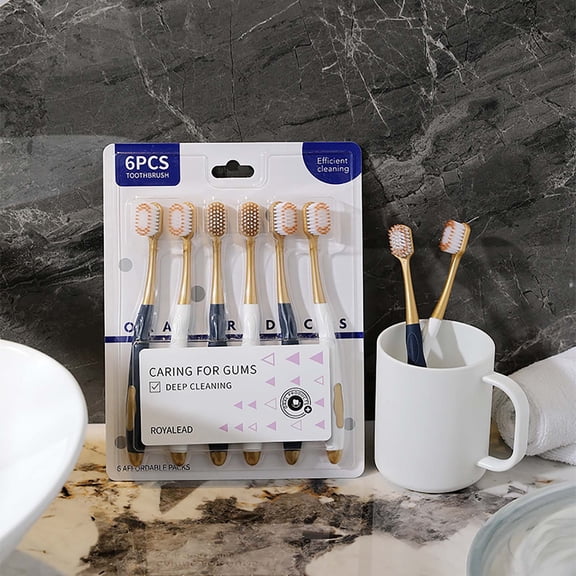 YUNAFFT Upgraded Adult Wide Head Soft Hair Manual Gingival Cleaning Toothbrush, Adult Manual Toothbrush Set (6 Pieces Per Box), All-Round Care of Teeth and Gums, Stylish Appearance