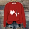 thumbnail image 1 of YUNAFFT Valentine's Day Print Women's Casual Sweatshirt Round Neck Long Sleeve Soft Brushed Fleece Comfort Pullover Top, 1 of 6