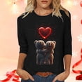 thumbnail image 1 of YUNAFFT Valentine's Print Casual T-Shirt for Women with Round Neck and Three-Quarter Sleeves Loose Fit Pullover Top, 1 of 7