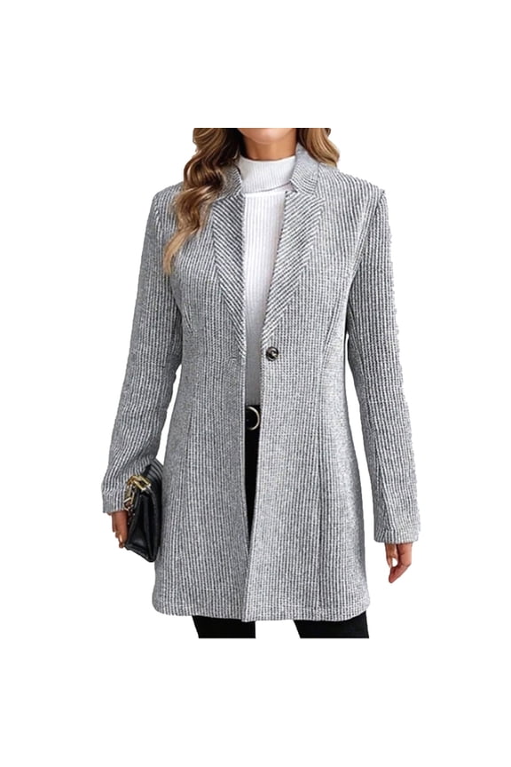 Vertical Ribbed Textured Casual Jacket for Women Long Sleeve Matte Finish Stretch Comfortable Autumn Winter Outerwear