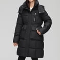 thumbnail image 1 of YUNAFFT Warm Detachable Hood Slim Long Coat for Women - Soft Cotton Casual Outwear with Pockets, 1 of 6