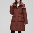 thumbnail image 1 of YUNAFFT Warm Detachable Hood Slim Long Coat for Women - Soft Cotton Casual Outwear with Pockets, 1 of 7
