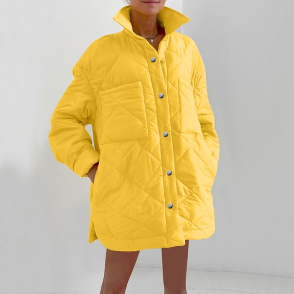 YUNAFFT Warm Lightweight Quilted Long Sleeve Parka with Stand Collar for Women