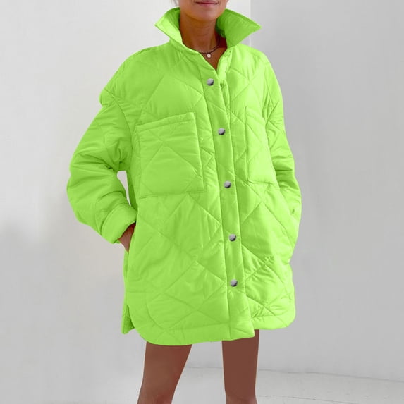 YUNAFFT Warm Lightweight Quilted Long Sleeve Parka with Stand Collar for Women
