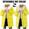 thumbnail image 1 of YUNAFFT Warm Plush Lined Hooded Long Coat with Detachable Faux Fur Trim and Pockets for Women, 1 of 9