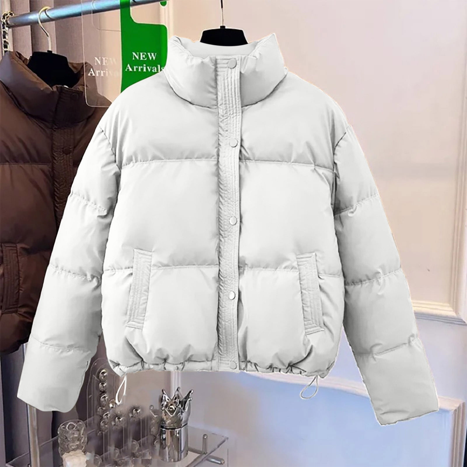 YUNAFFT Warm Short Padded Coat Stand Collar Loose Fit Winter