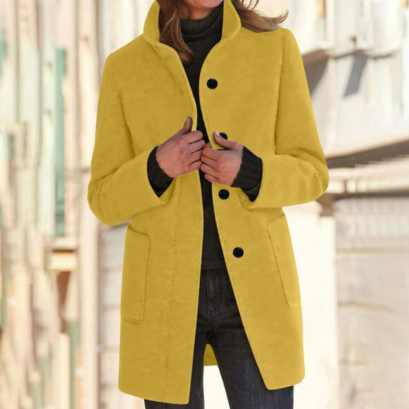 YUNAFFT Warm Wool-Blend Notched Collar Open Front Cardigan Coat for Women Solid Color Loose Fit Casual Outwear