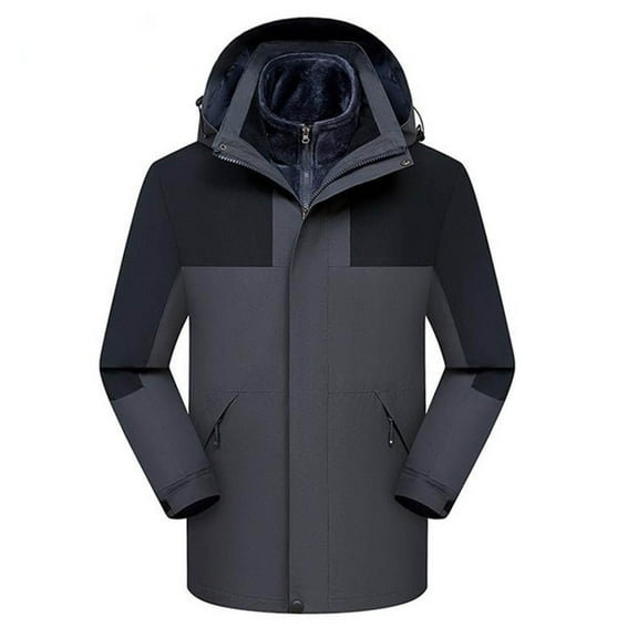 YUNAFFT Waterproof Windproof 3-in-1 Thermal Jacket with Detachable Hood & Zipper Pockets for Women Outdoor Sports Color Block Design