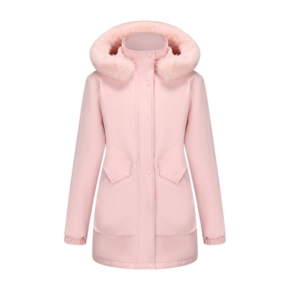 YUNAFFT Waterproof Windproof Parka with Pockets Hooded Fleece-Lined Outdoor Jacket for Women