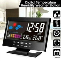 YUNAFFT Weather Station Wireless Indoor Thermometer Temperature Desk Digital Alarm Clock Weather Thermometer LED Temperature Humidity Monitor