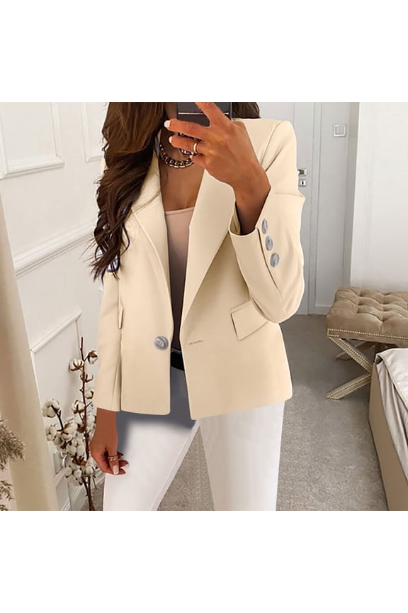 Women Business Casual Blazer Spring & Fall Long Sleeve Notch Lapel Trendy Work Office Blazer Jackets