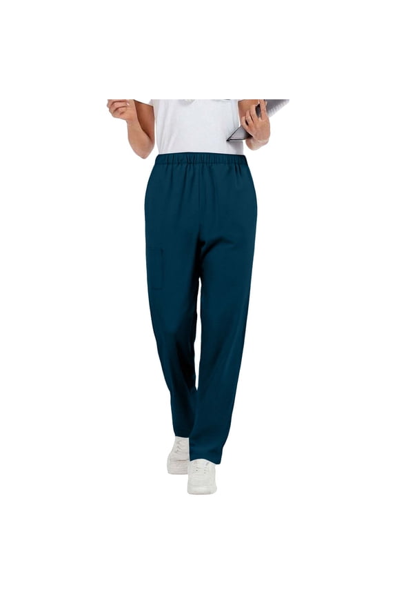 Women's 4-Way Stretch Elastic Waist Straight Leg Work Pants with Functional Pockets Solid Color Professional Fit for Women