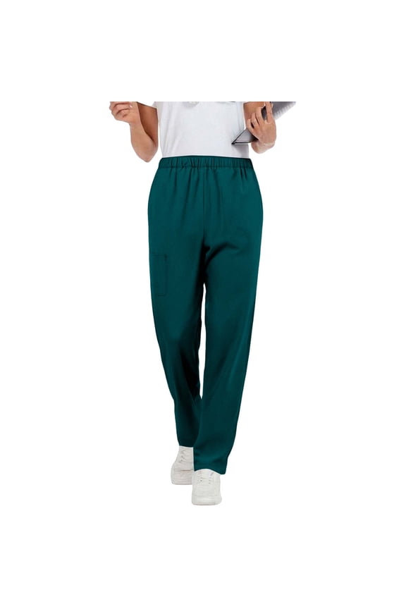 Women's 4-Way Stretch Elastic Waist Straight Leg Work Pants with Functional Pockets Solid Color Professional Fit for Women