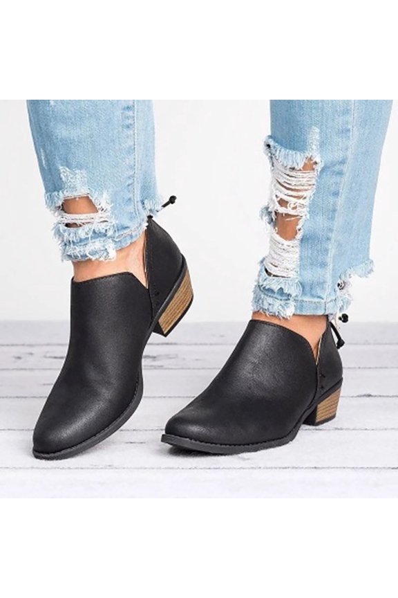 Women's Boot Fashion Women Retro Flat Bottom Shoes Casual Boots Plus Size Slip On Double Zipper Shoes