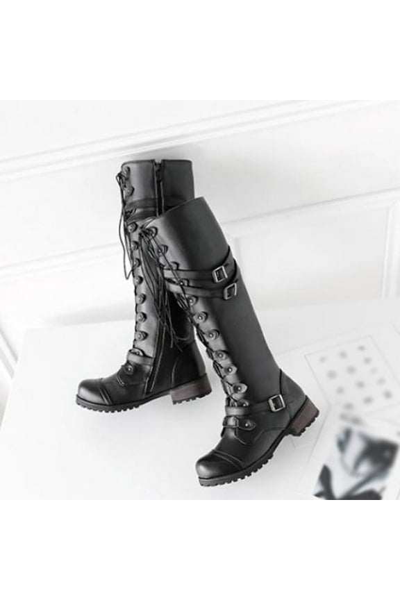 Women's Boot Fashion Women Steampunk Gothic Vintage Style Retro Punk Buckle Military
