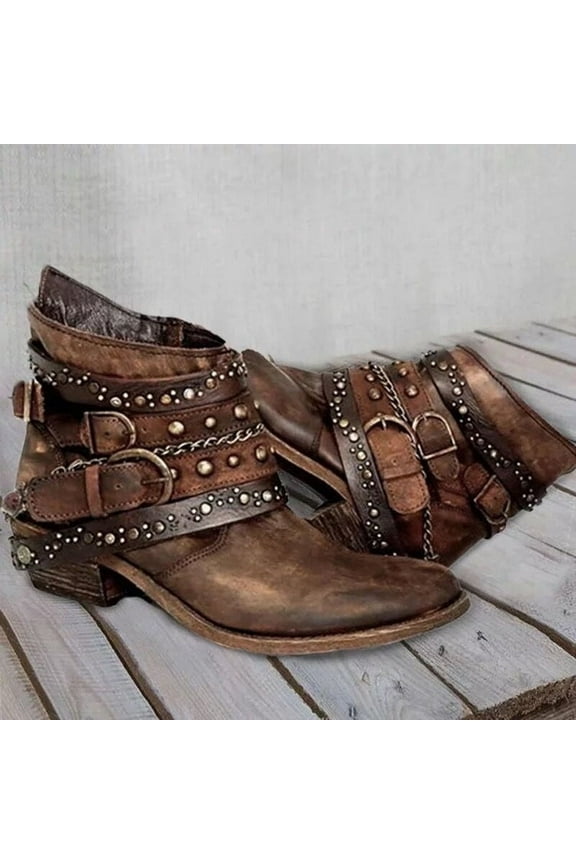 Women's Boot Fashion Women's Boots Girls Short Bootie Cowboy Motorcycle Leather Shoes Ankle Boots