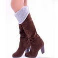 thumbnail image 1 of Babysbule Women's Boot Fashion Women's Comfortable Flap Warm Velvet Belt Buckle Round Head Thick With High Heeled Knee Boots, 1 of 4