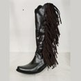 thumbnail image 1 of Babysbule Women's Boot Fashion Women's Winter High Boots With Fringe Sleeve In Solid Color And Low Heel, 1 of 3