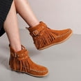 thumbnail image 1 of YUNAFFT Women's Boots Clearance, Women's Large-size Fringe Back Zipper Ankle Boots Non-slip Chunky Heel Snow Boots, 1 of 9