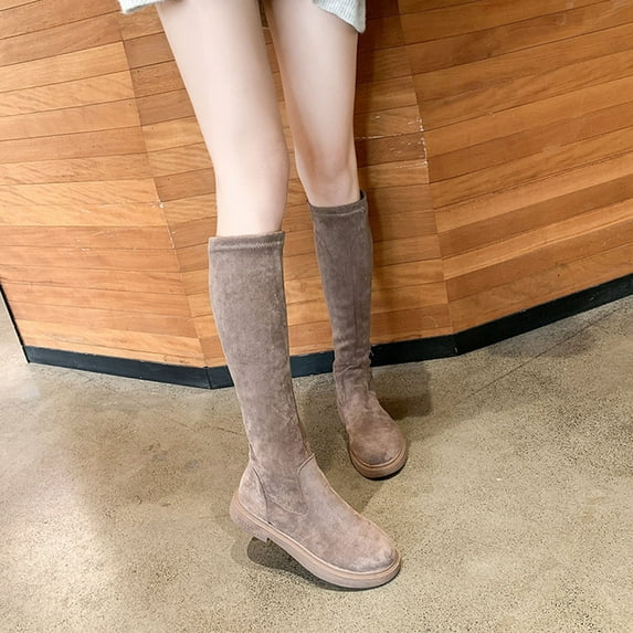 YUNAFFT Women's Boots Clearance, Women's Oversized Back Zipper Boots Non-slip Boots With Thick Heels