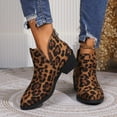 thumbnail image 1 of YUNAFFT Women's Boots Clearance, Women's Vintage Suede Leopard Print Mid-heel Chunky Ankle Boots, 1 of 9