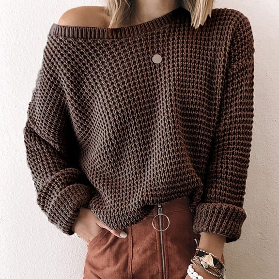 Babysbule Women's Fashion Sweater Fashion Fashion Women Solid Color Long Sleeve Pullove Shirt Sweater Tops