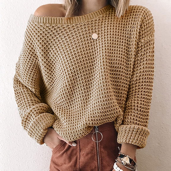 Babysbule Women's Fashion Sweater Fashion Fashion Women Solid Color Long Sleeve Pullove Shirt Sweater Tops