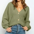 thumbnail image 1 of YUNAFFT Women's Fashion Sweater Clearance, Ladies Fashion V-neck Solid Color Button Loose Sweater Outer Sweater, 1 of 7