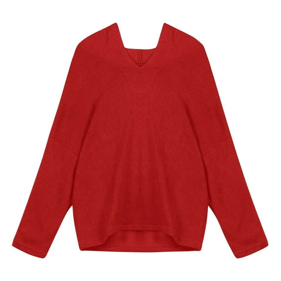 YUNAFFT Women's Fashion Sweater Clearance, Women Fashion Loose Large Size Solid Color Hood Long Sleeves Sweater Tops